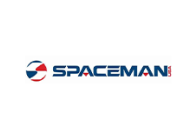 Logo of "spaceman" with a stylized astronaut helmet integrated into the letter "a.