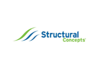 Logo of structural concepts, featuring stylized green and blue lines above the company name.