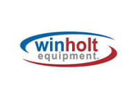 Logo of winholt equipment, featuring red and blue swooshes around the company name.