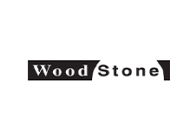 Logo of "wood stone" with stylized text, featuring a slash between the words "wood" and "stone".