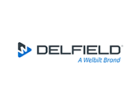 Logo of delfield, a welbilt brand.