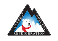 Logo of everest refrigeration featuring a polar bear and a mountain.