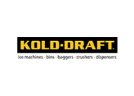 Kold-draft logo with product offerings: ice machines, bins, baggers, crushers, dispensers.