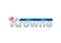 Krowne brand logo with a blue stripe and red crown embellishment.